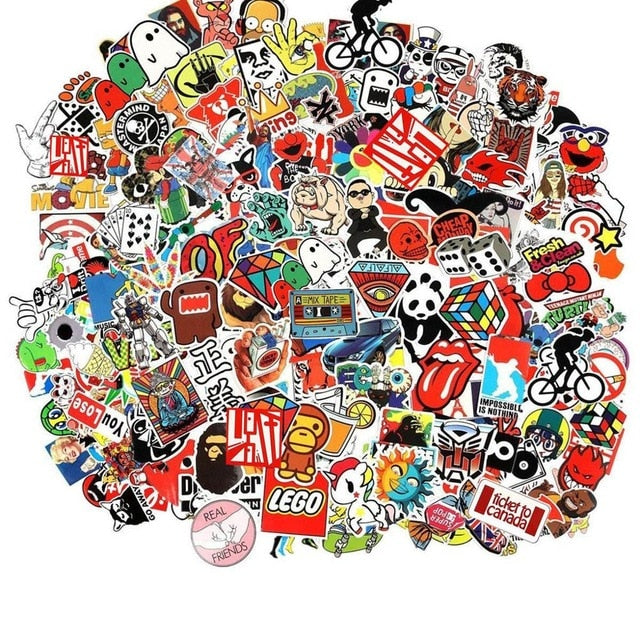 100 pcs/pack stickers Classic Fashion Graffiti sticker Luxury Stickers For Moto car suitcase cool laptop Cartoon anime Skateboar